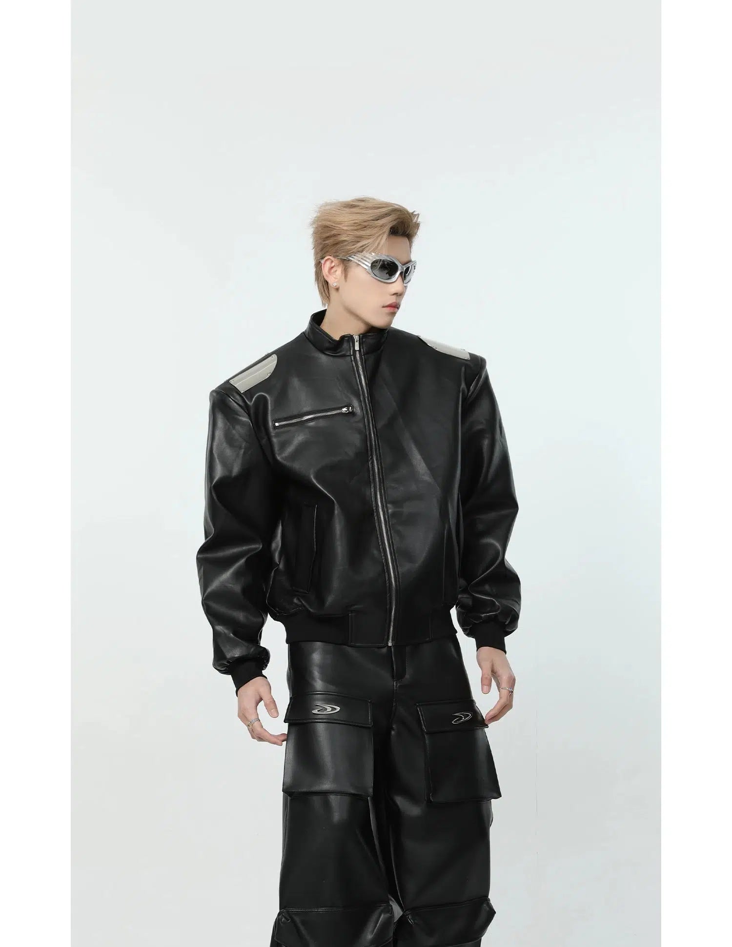 Maxct Leather Jacket with Shoulder Pad