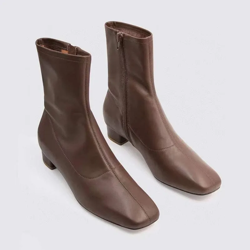 Squared Toe Sock Boots Yellow/Beige/Black/Coffee Maxct