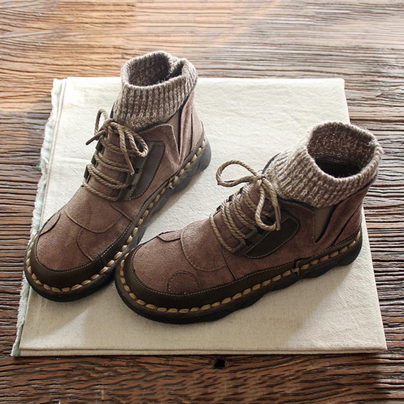 Maxct Women Handmade Velvet Retro Women Boots