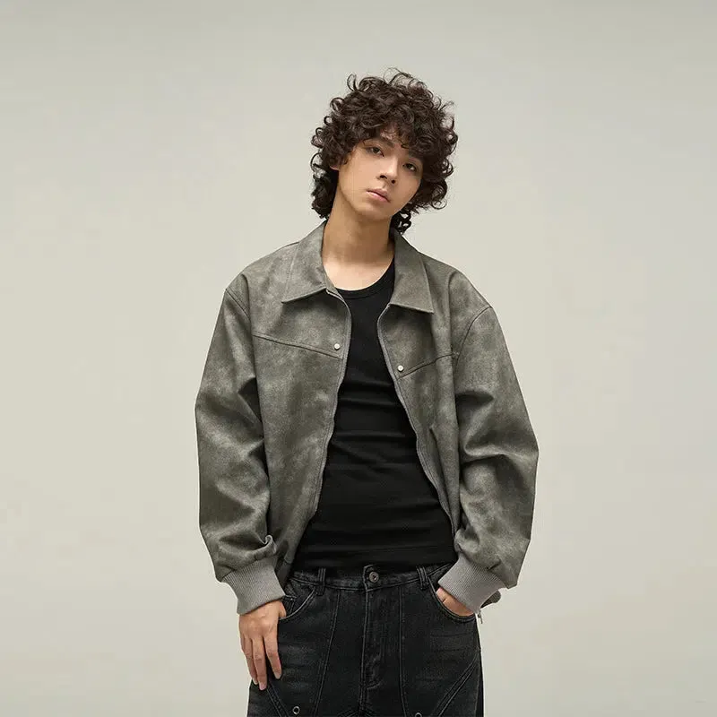 Maxct Retro Distressed PU Leather Jacket