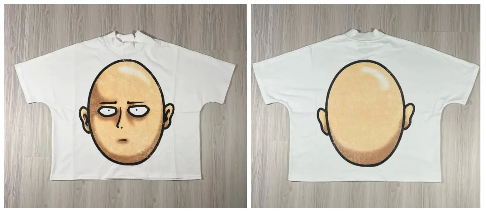 Maxct High Street Retro Cartoon Short-Sleeved Shirt Men's Y2K American Loose Casual Gothic Punk Oversized T-shirt Men's