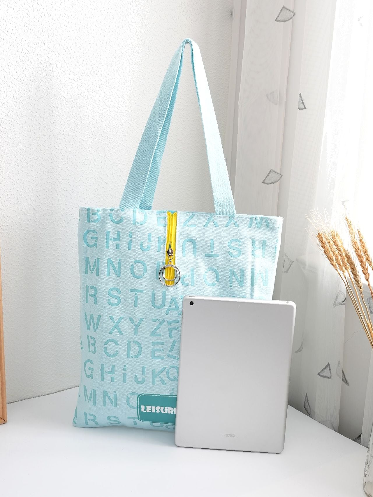 Maxct - Letter Graphic O-ring Zipper Front Shoulder Tote Bag  - Women Tote Bags
