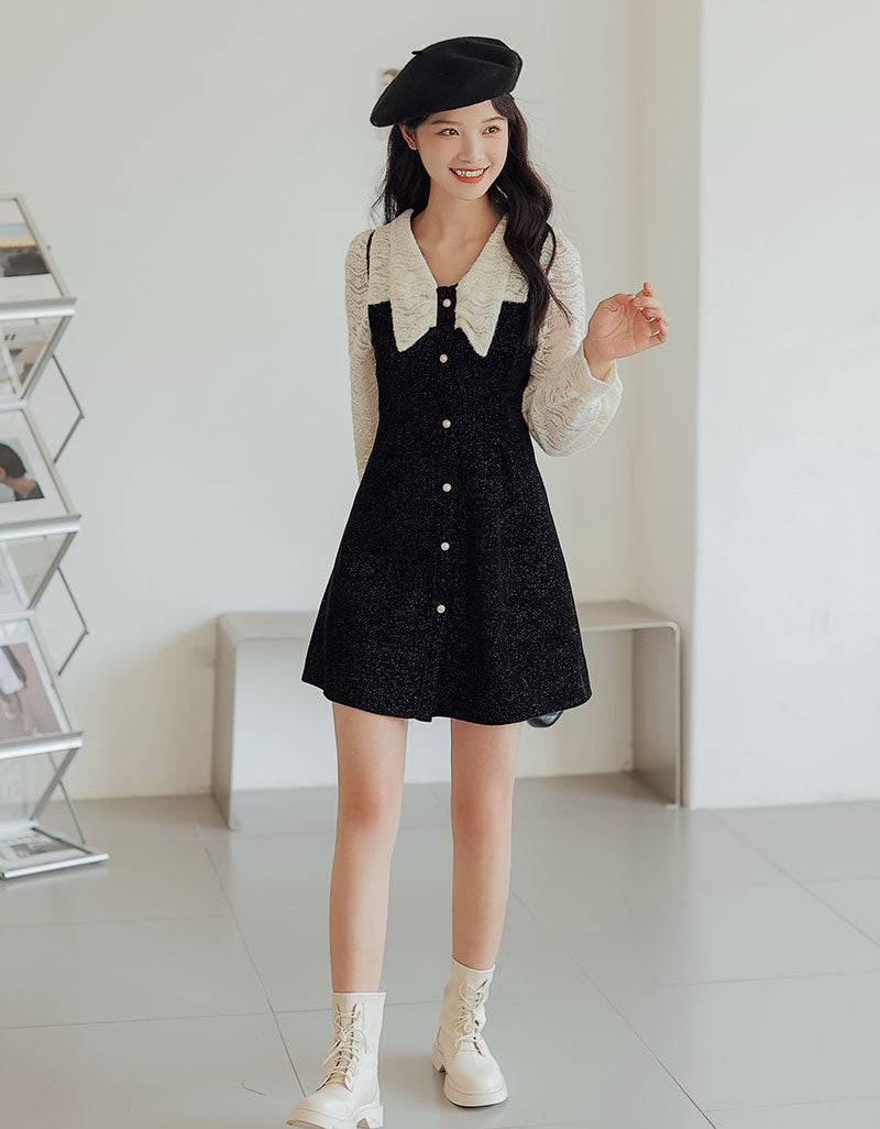 Lace Bow Sweater Dress Maxct