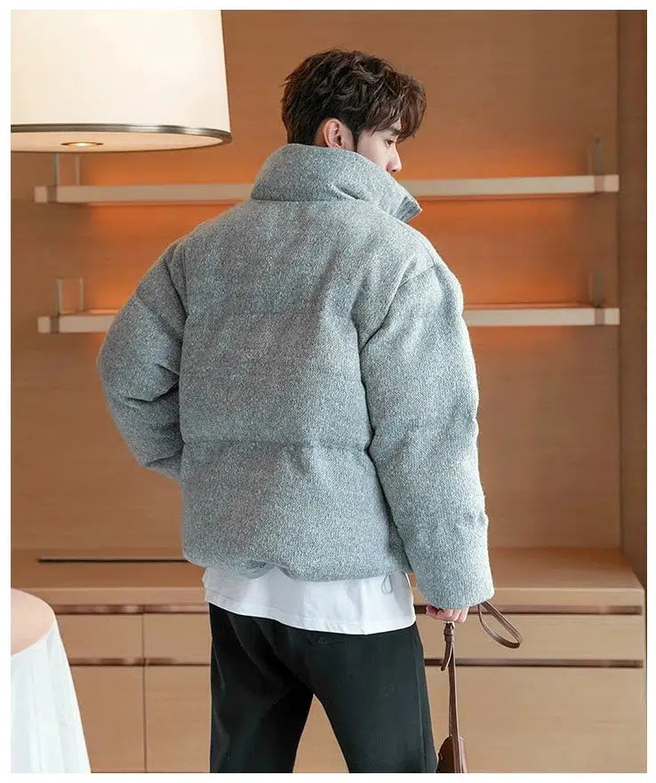 Maxct Thickened Textured Stand Collar Zipper Jacket