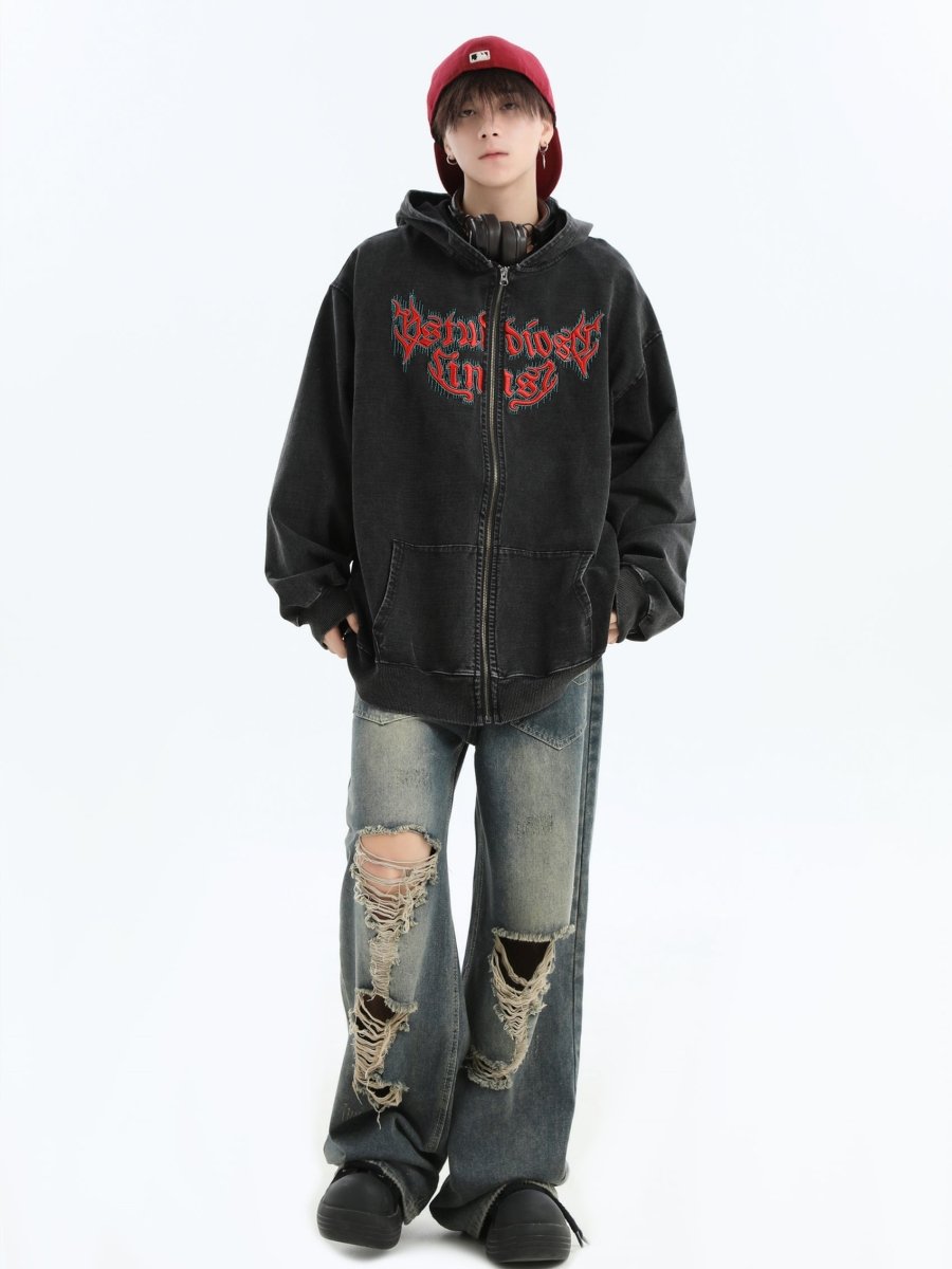 Maxct [Insstudios] Gothic Letter Logo Denim Jacket Na1631