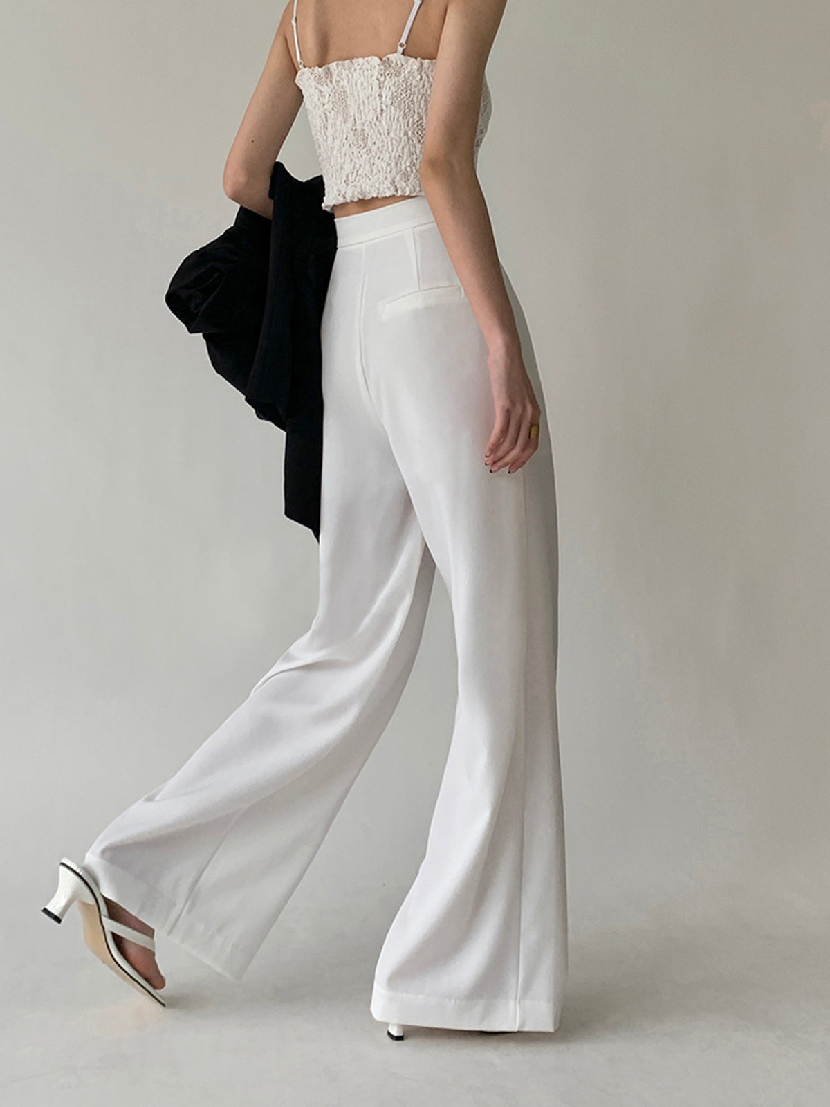 Maxct Tie Waist Flowy Wide Leg Dress Pants