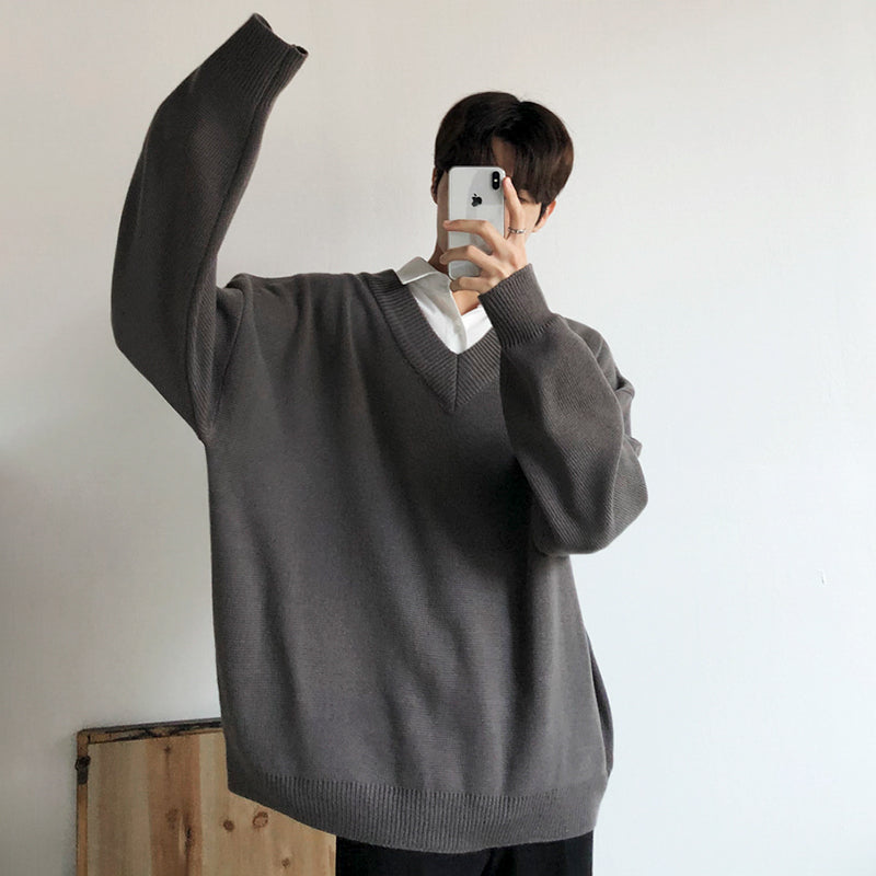 Maxct 2512 Knitted V-Neck Collar Sweater