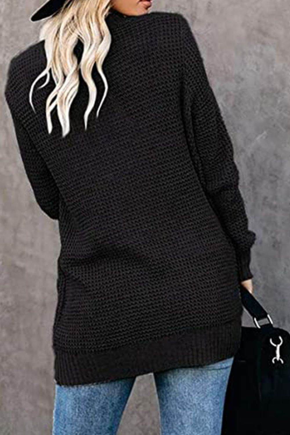 Maxct &Open Front Rib-Knit Cardigan with Pockets