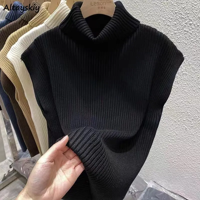 Maxct Sweater Vests Women Solid Slim All-match 7 Color Autumn Winter Tops Chic Female Knitted Basic Outerwear Vintage Mujer
