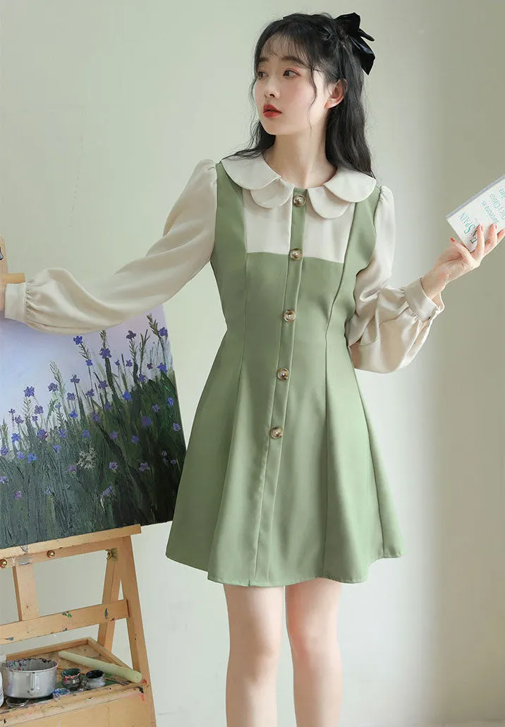 Scallop Collar Twofer Mini Dress Maxct