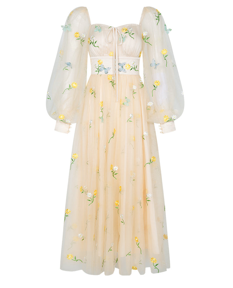 Butterfly Garden Tulle Maxi Dress Maxct