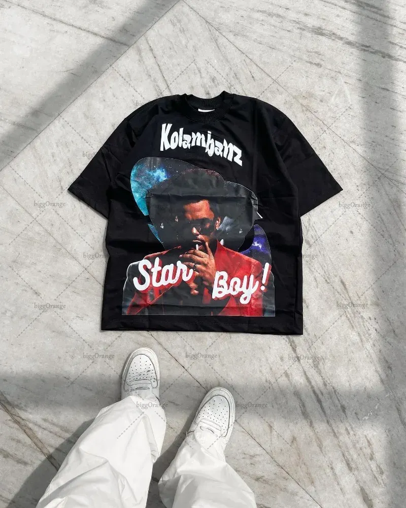Y2K European and American Hip-hop Retro Loose Top Letter Printed T-shirt Men Street Round Neck Oversized Short-sleeved Women