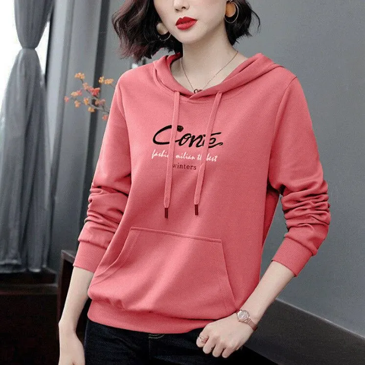 Maxct Women Cotton Hoodies Autumn Comfy Autumn Hooded Sweatshirt Women Hip Hop Hoodie Classic Hoody Pullover Tops Clothes 589