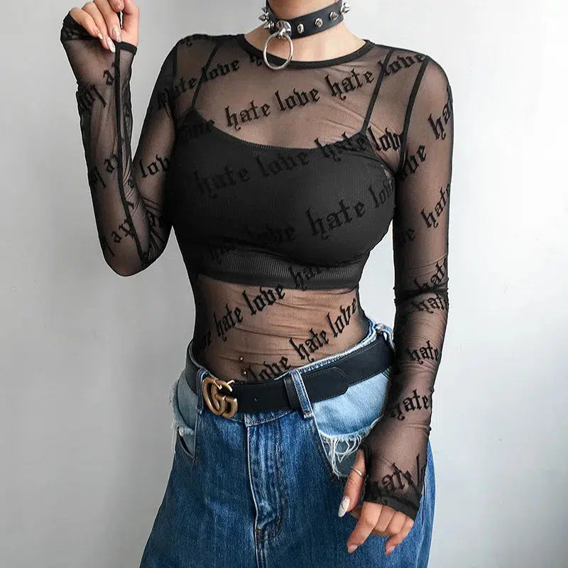 Maxct &Baddie Love Hate Sheer Mesh Top