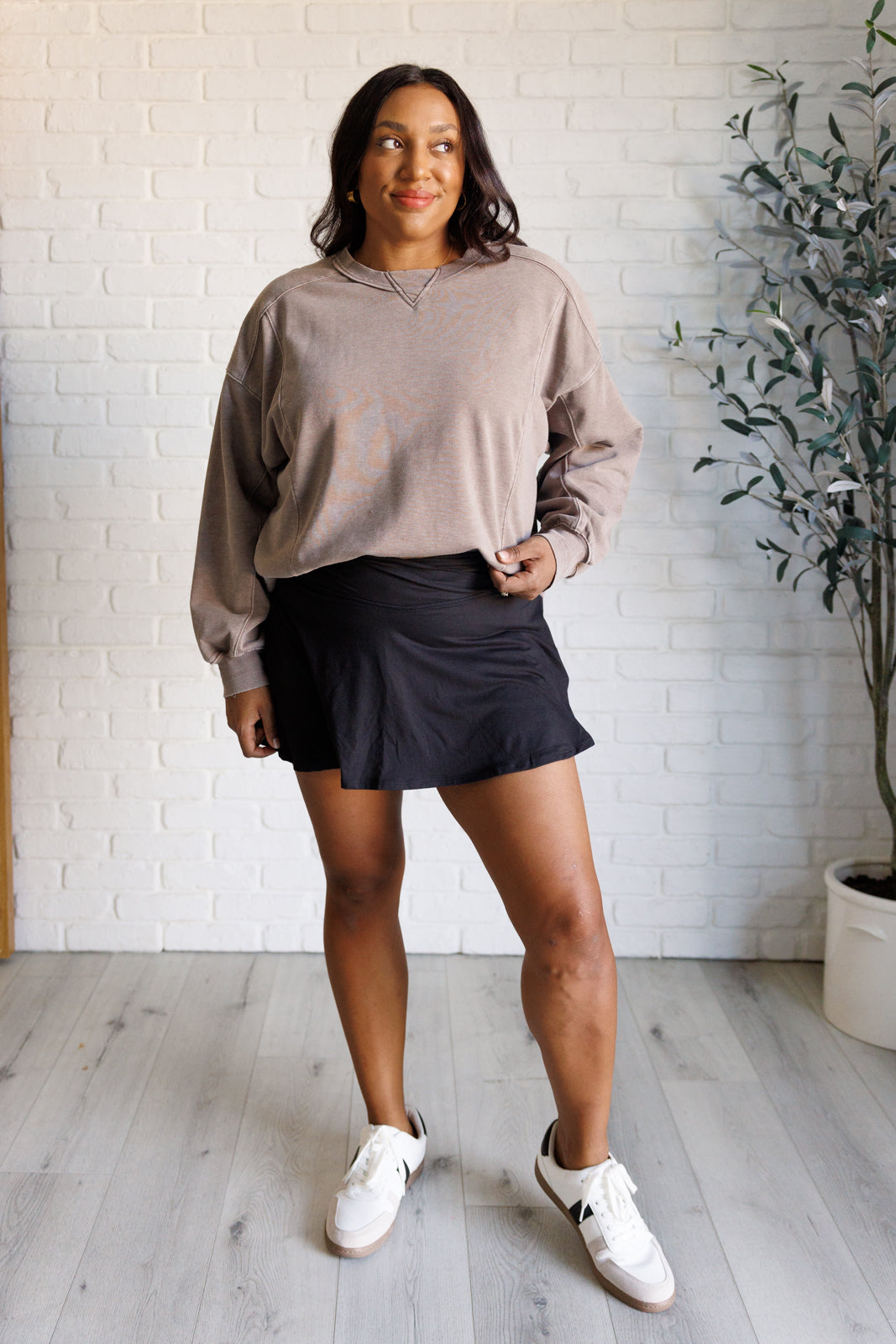 Maxct &Quick Fix Mineral Wash Crew Neck Pullover in Mocha