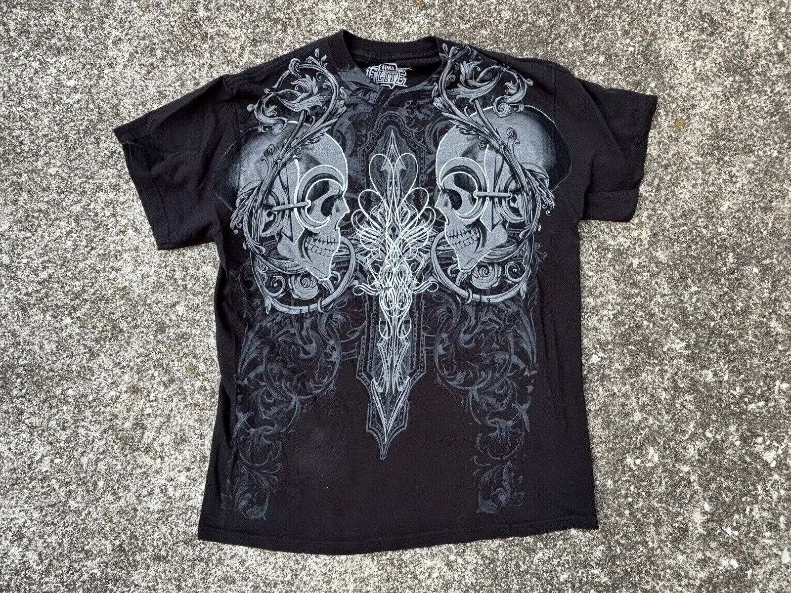 Maxct Harajuku Summer Casual Retro Hip Hop Grunge Skulls Cross Graphic T Shirt for Men Vintage Fashion Streetwear Short Sleeve Top