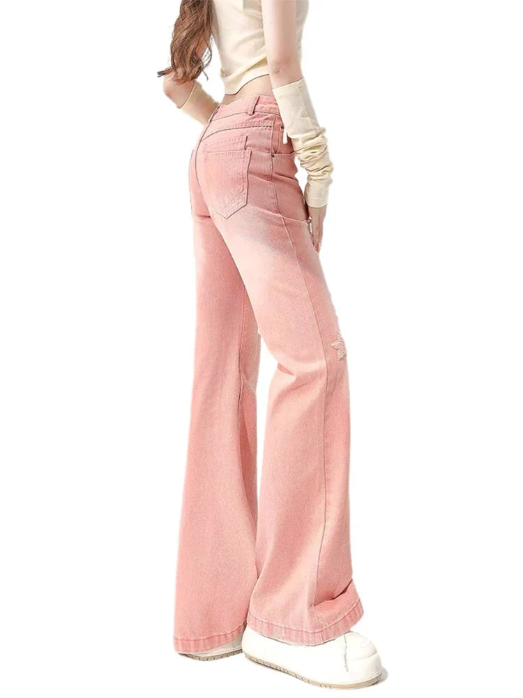 Ripped Jeans - Pink Star Denim for Women Maxct