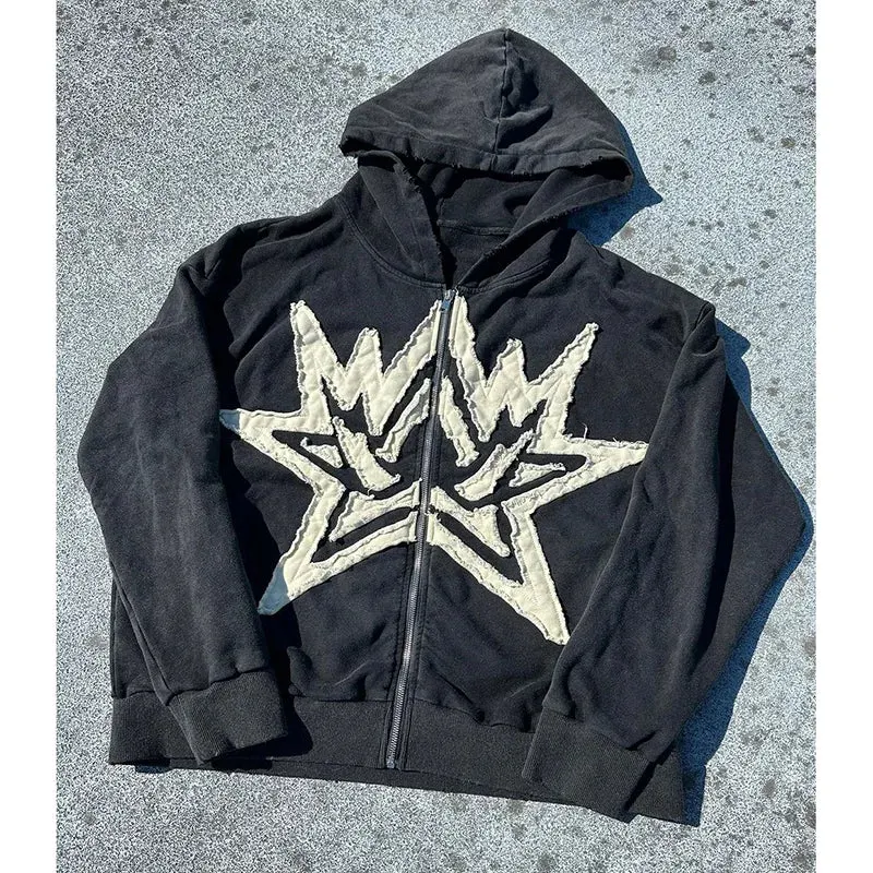 Maxct Y2K Women's Men's Hoodies Clothing Long Sleeve Pullover Sweatshirt Streewear Oversize hi-pop tops Hooded Shirt kpop patchwork