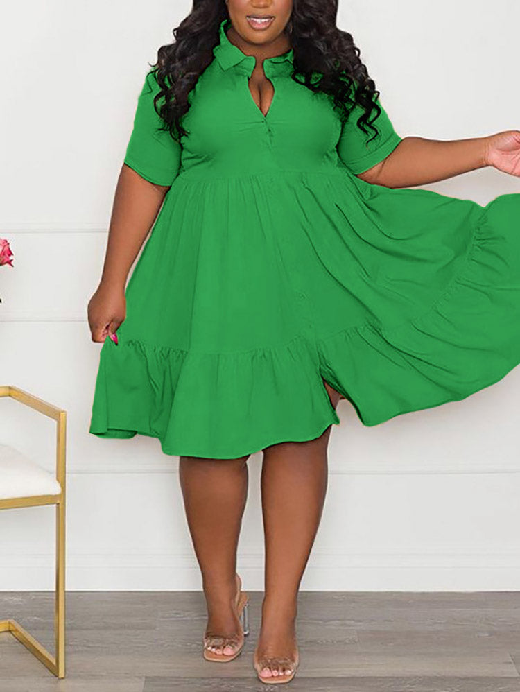 Casual Solid Button Shirt Dresses Maxct