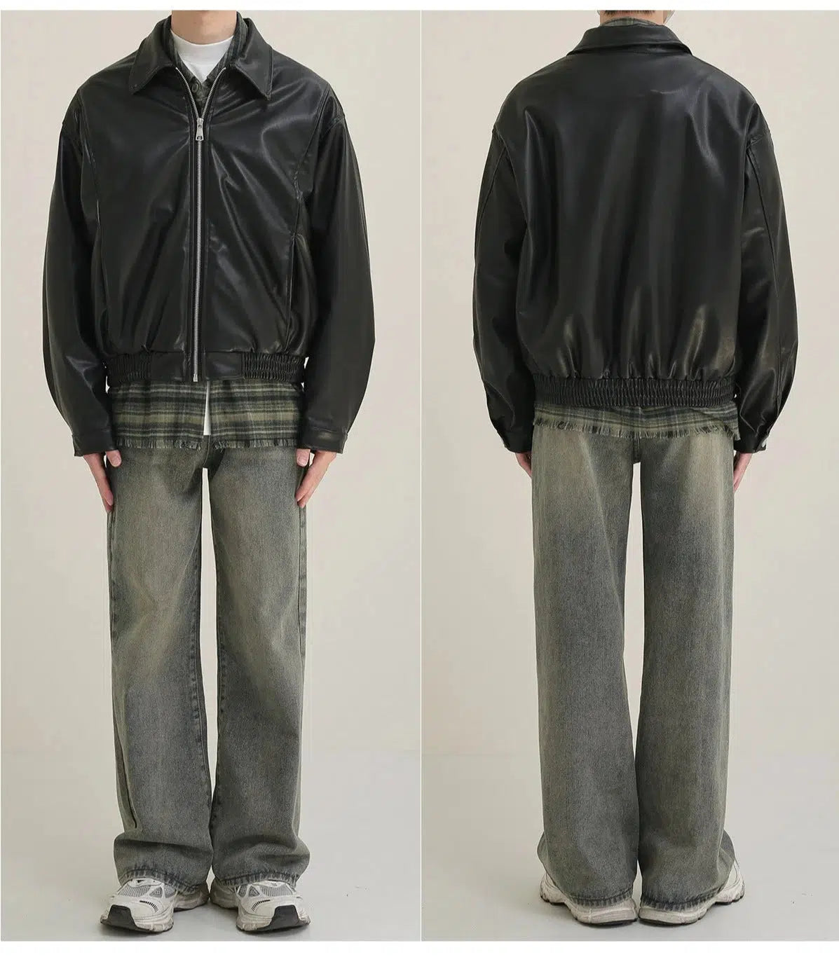 Maxct Black Zipper Motorcycle Leather Jacket