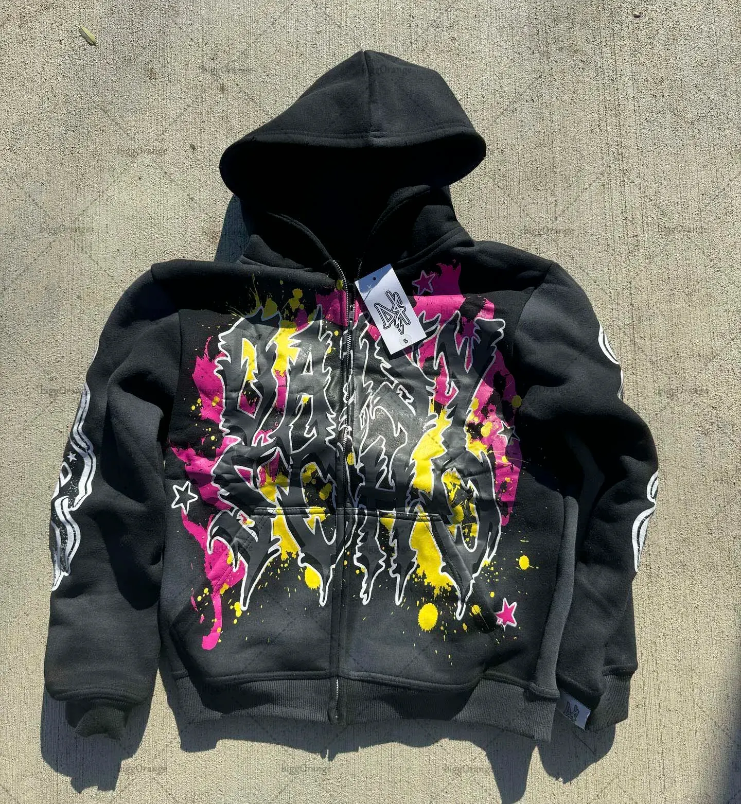 Fashion Trendy Color Letter Printed Oversize Hoodie Men's Y2K Spring and Autumn Retro Loose Pullover Sweatshirt Women's