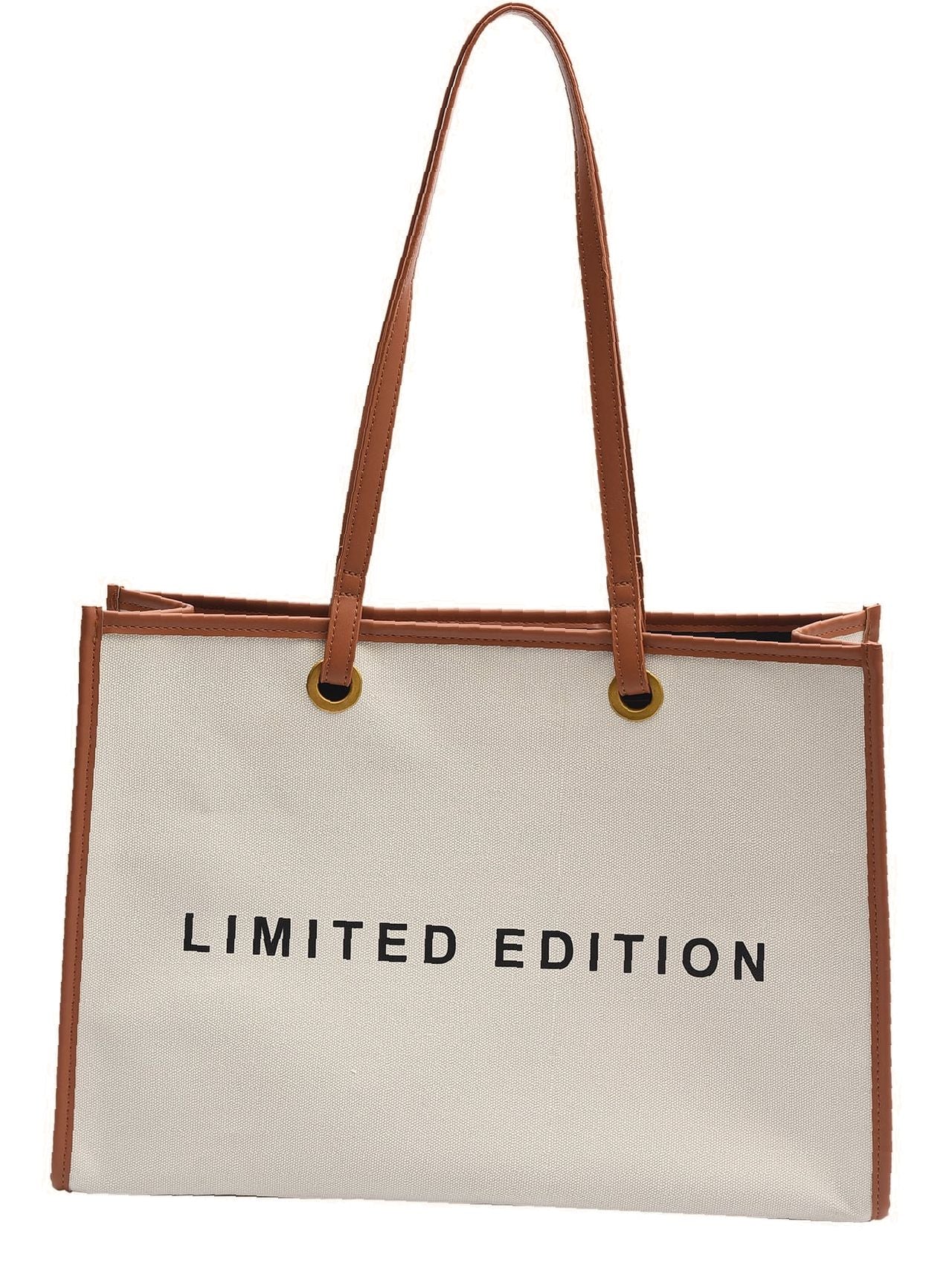 Maxct - Letter Graphic Contrast Binding Shopper Bag  - Women Tote Bags