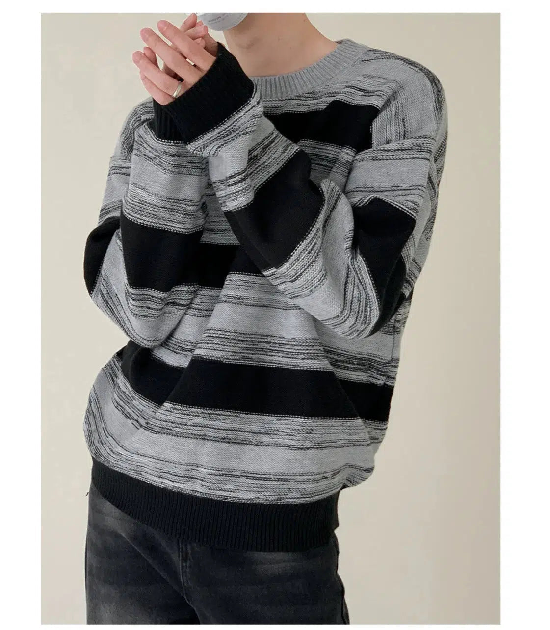 Maxct Black And Gray Striped Sweater