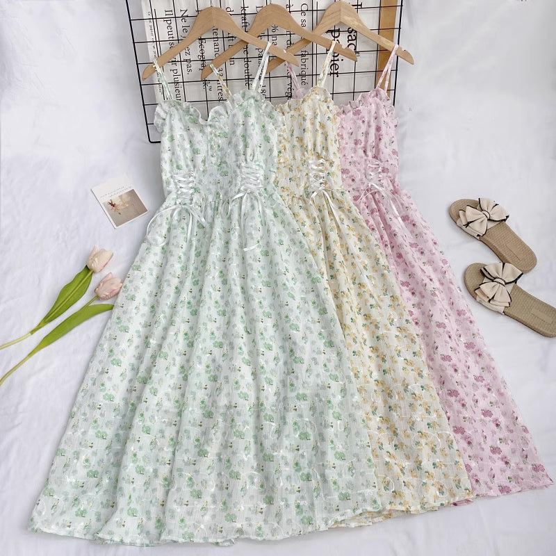 May Flowers Lace Up Cami Dress Maxct