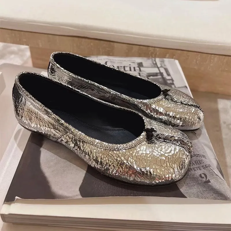 Women's Calf Casual Flats Split Toe Loafers Light Brown/Khaki/Silver/Beige/Black Maxct - Image 7