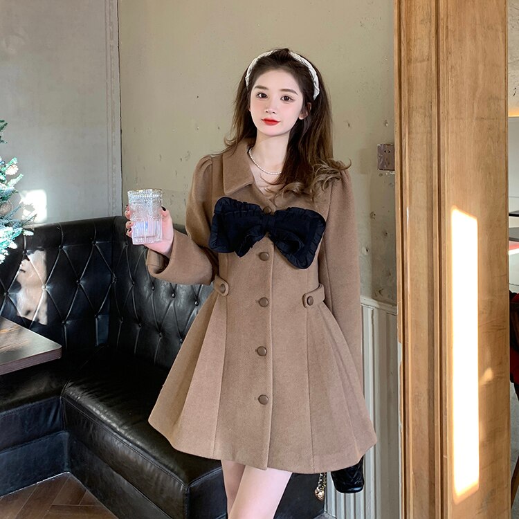 Sweet Bow Dress Coat Maxct