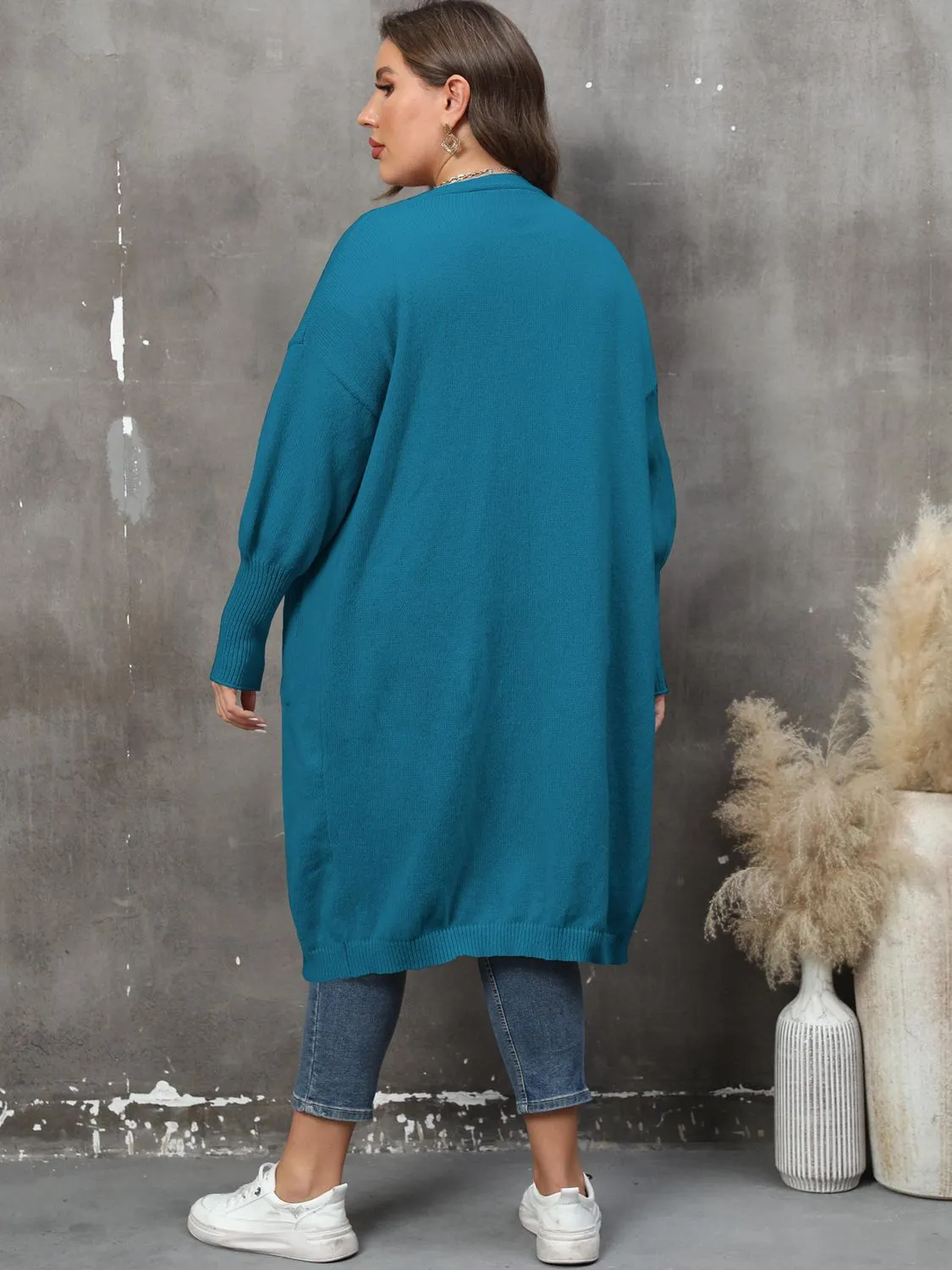 Maxct &Plus Size Long Sleeve Pocketed Cardigan