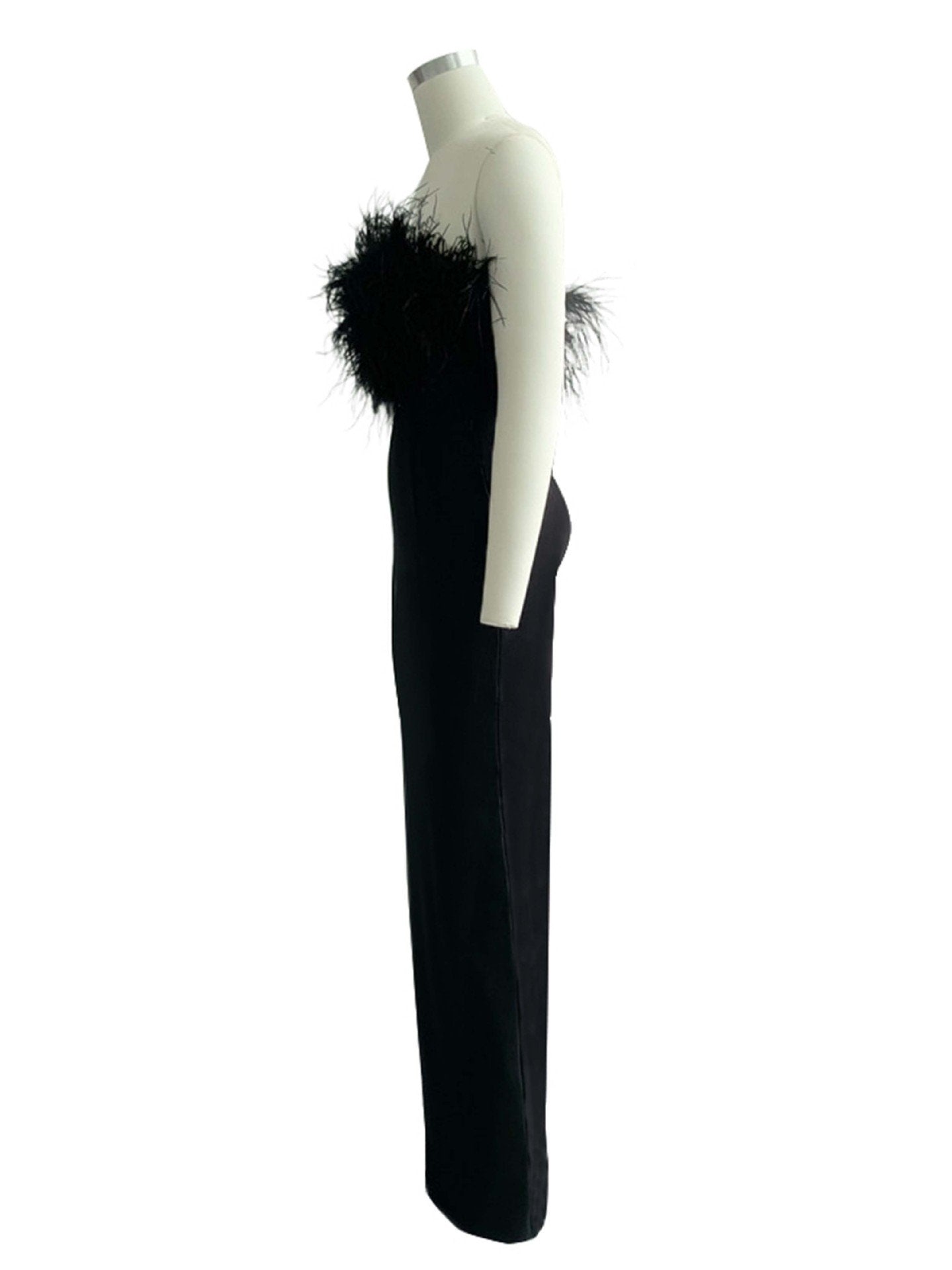 Maxct High-end Trendy Niche Designer Evening Dress Autumn And Winter Women's Clothing Trend Ostrich Hair Gowns Bandage Dress Women