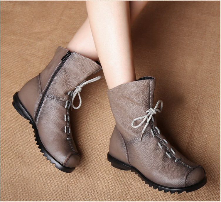 Retro-Style Handmade Leather Boots for Women - true-deals-club
