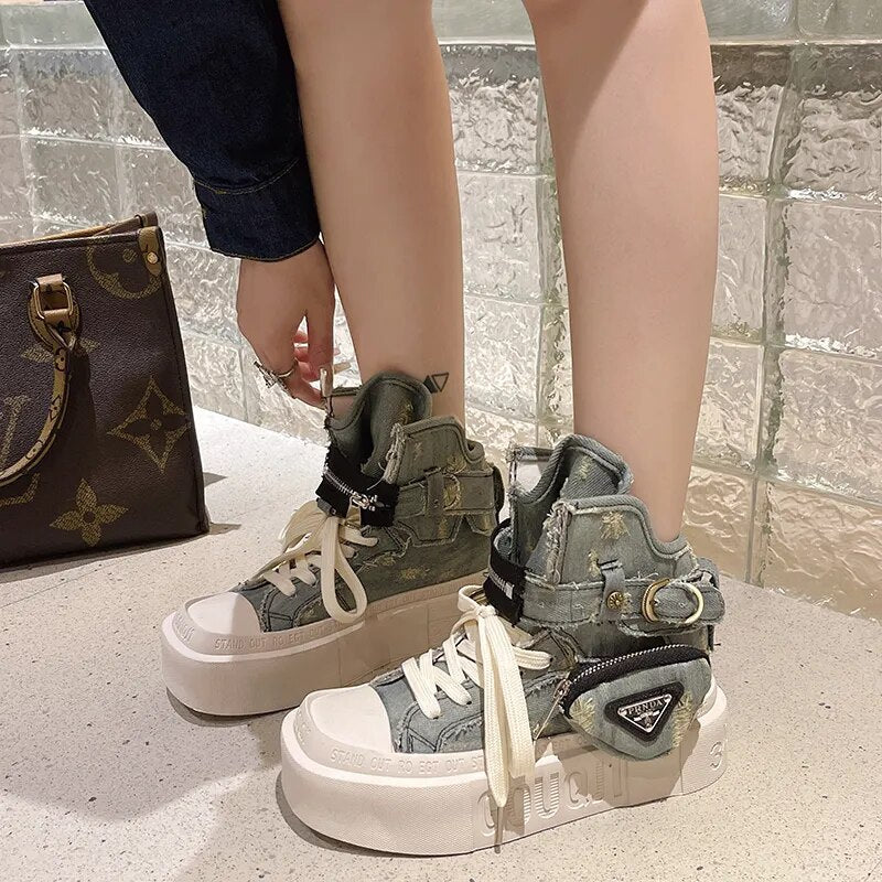 Women's Gothic Denim Short Ankle Boots Maxct