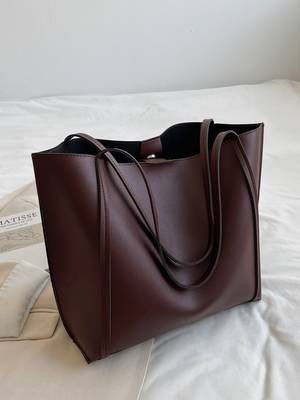 Two Tone Scarf Decor Shoulder Tote Bag - Women Tote Bags