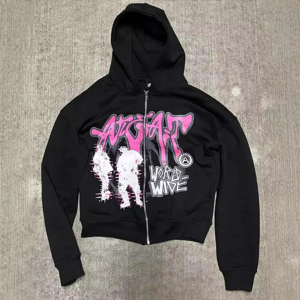 Maxct Y2k Pullover Long Sleeved Sweatshirt Vintage Printed Pattern Streetwear Tops Vintage Clothes Dark Punk School Outfit Ootd Jacket
