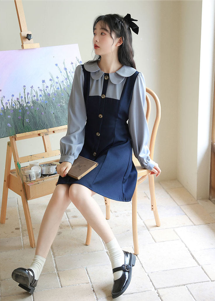 Scallop Collar Twofer Mini Dress Maxct