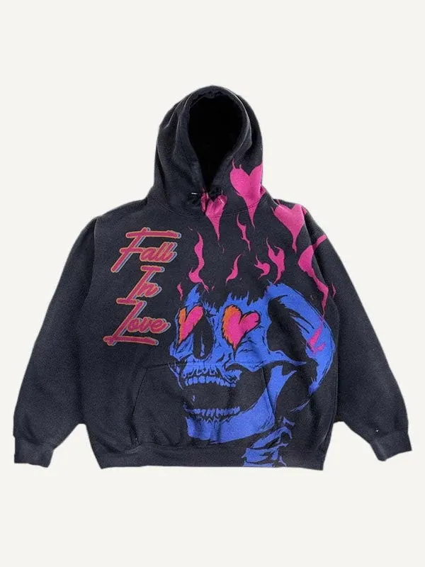 Maxct 2024 New Color Matching Skull Print Pocket 3D Sweater Hoodie Sweatshirt Cos Clothing