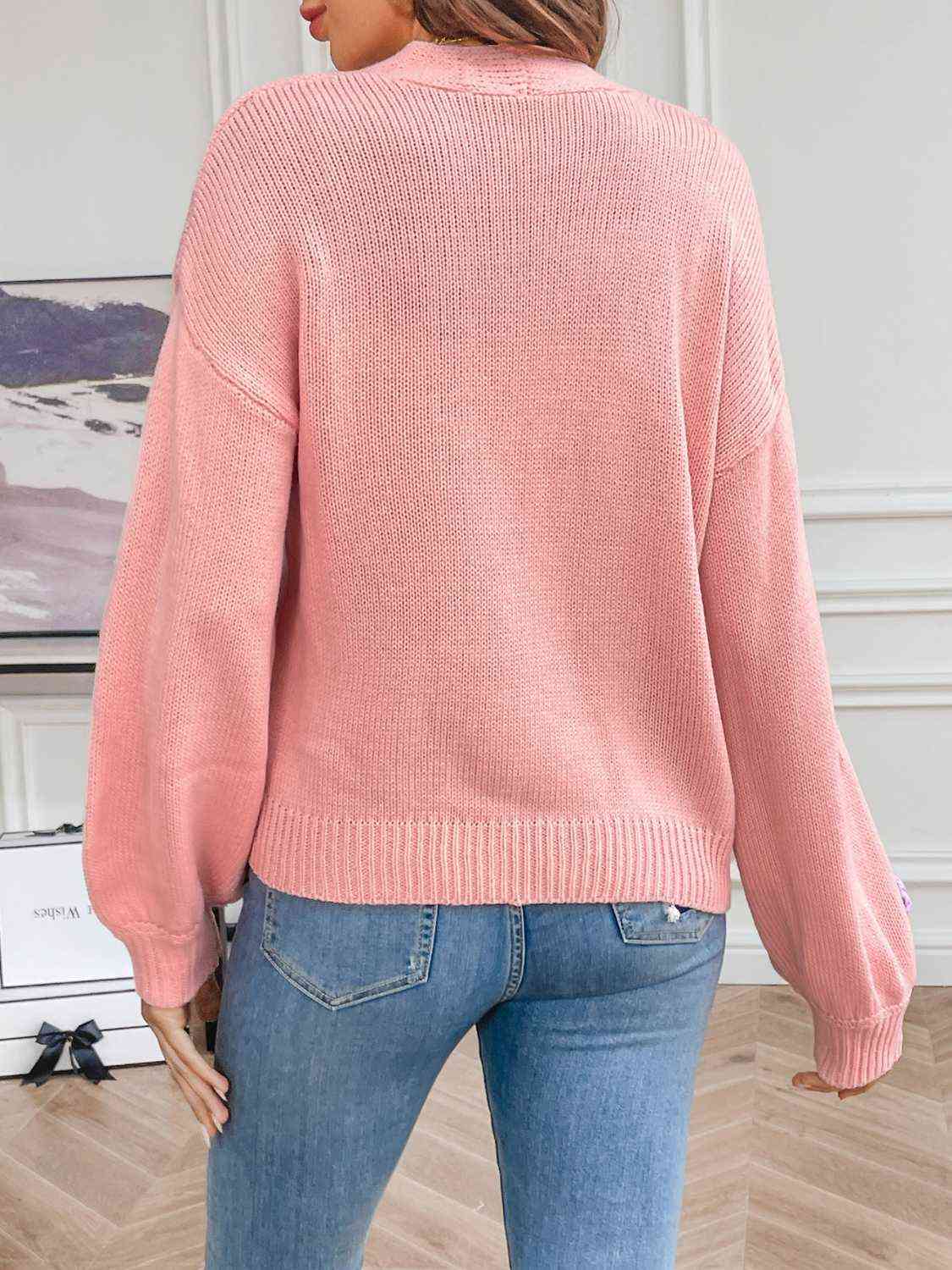 Maxct &Floral Long Sleeve Open Front Cardigan