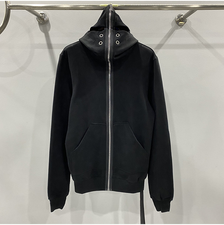 Men's Shark Zip Black Cotton Hoodie - true deals club