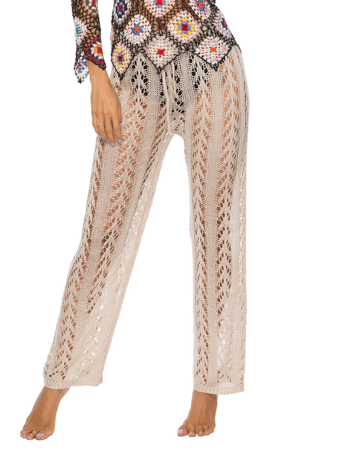 Maxct &Cutout Drawstring High Waist Swim Pants