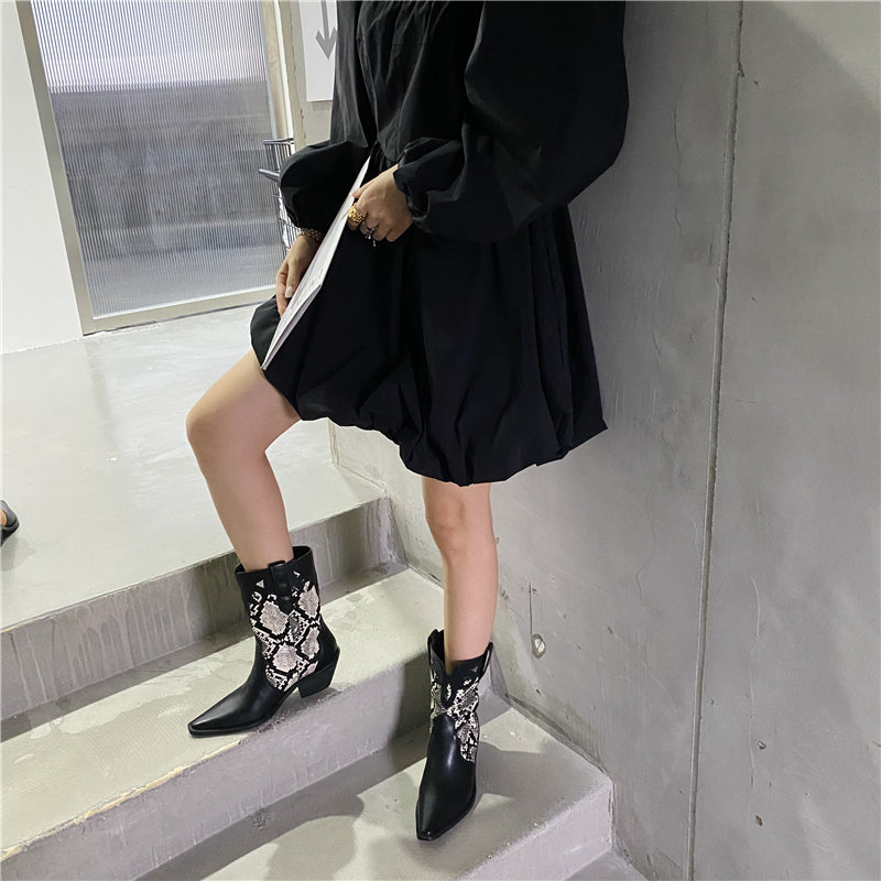 Totem Cowboy Boots Pointed Toe Motorcycle Boots Maxct