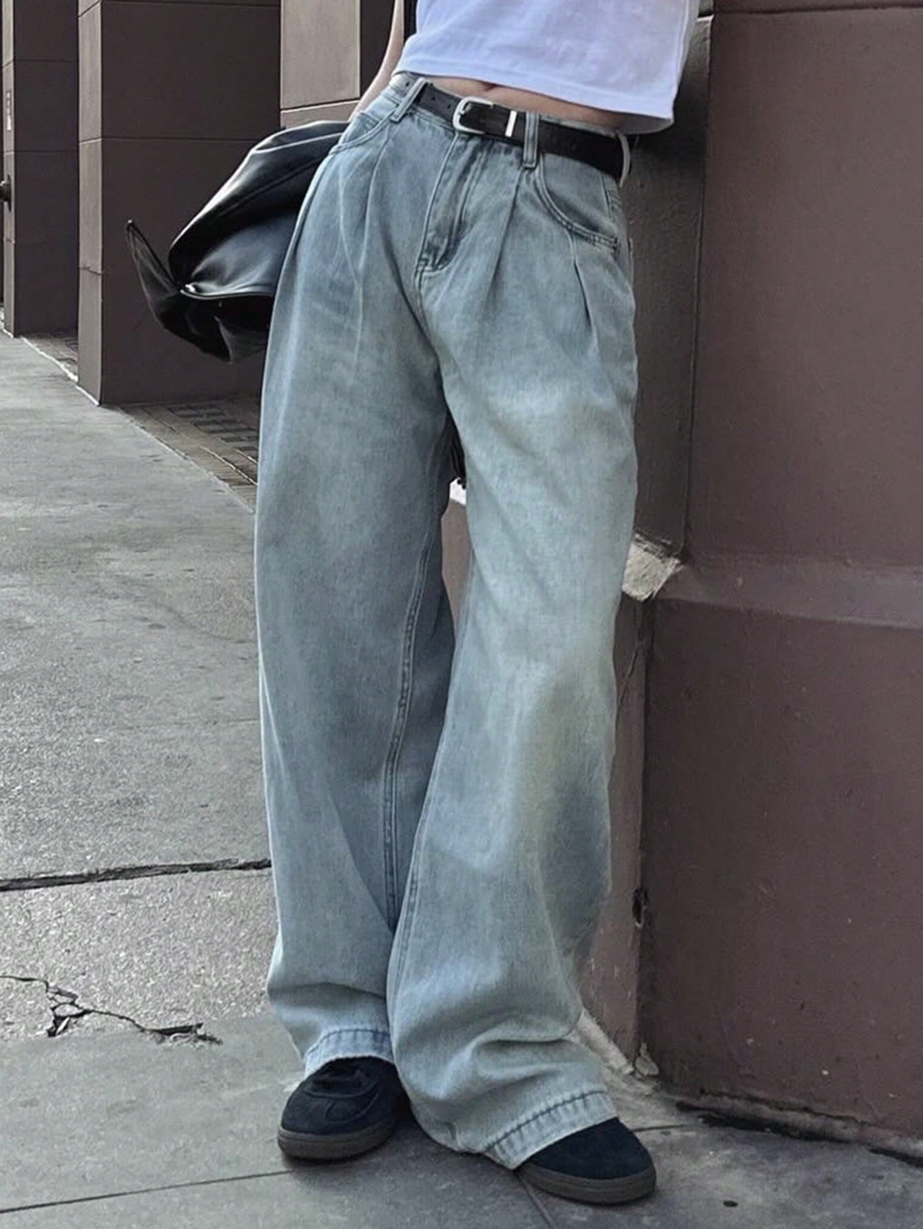 Maxct Women's Loose Wide Leg Denim Pants, Street Style