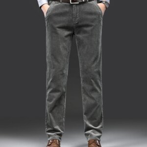 Maxct  Men's Corduroy Pants For Business, Formal Stretch Straight Leg Pants For Fall Winter