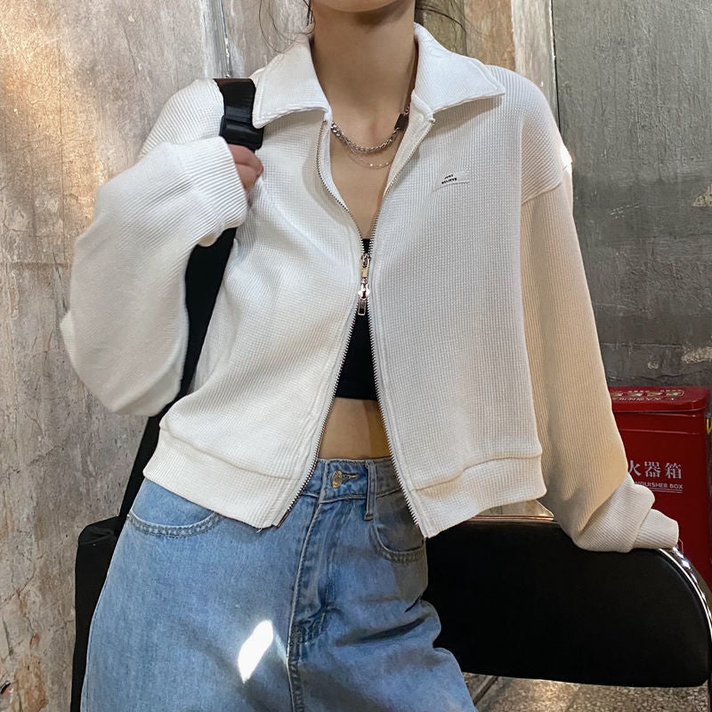 Maxct Student Zipper Knit Cardigan