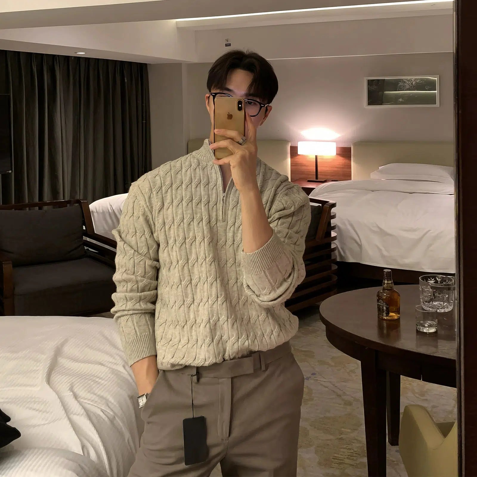 Maxct Half Zip Cable Knit Sweater