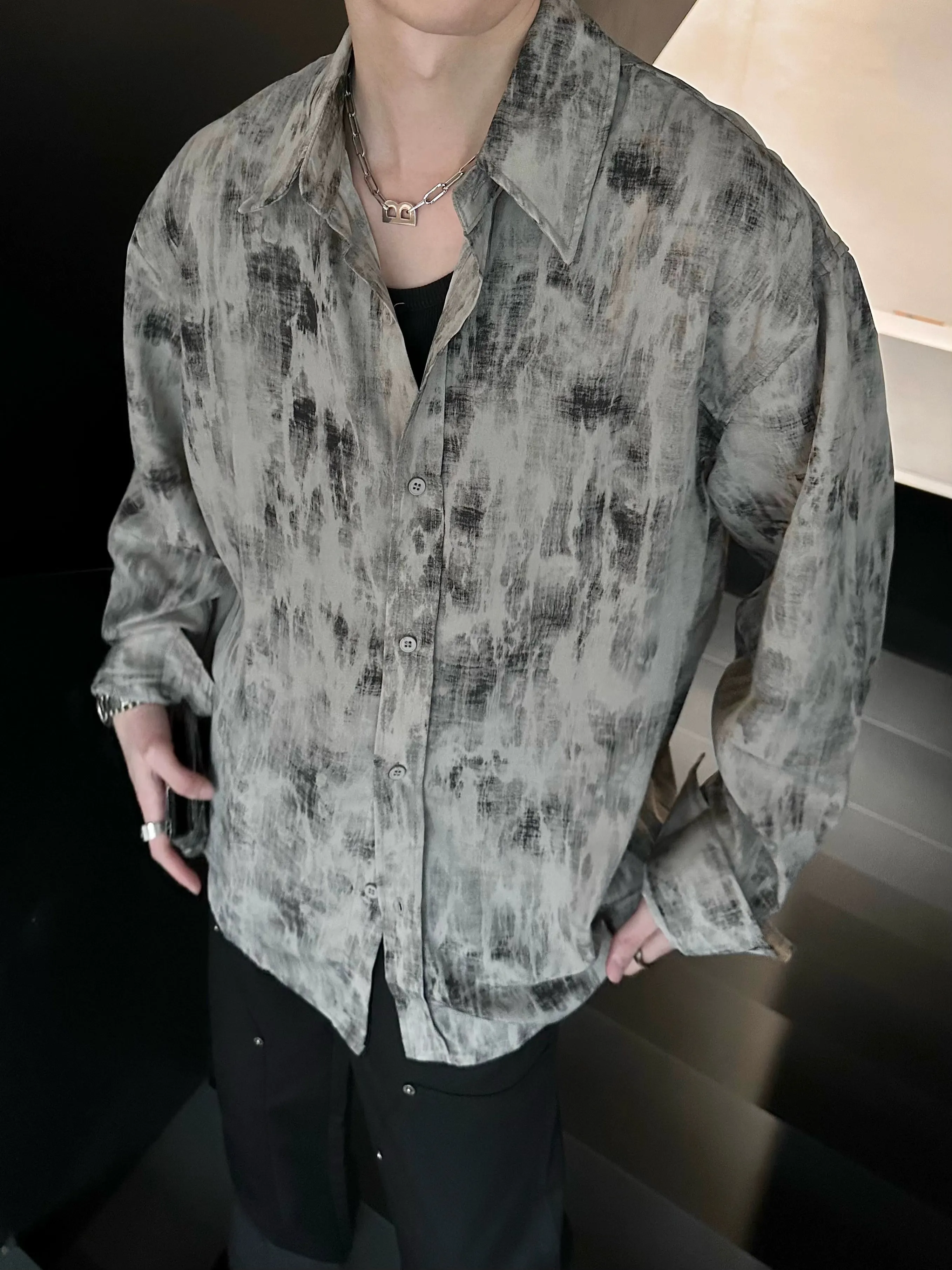 JM Smudged Loose Shirt Maxct