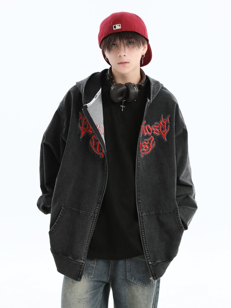 Maxct [Insstudios] Gothic Letter Logo Denim Jacket Na1631