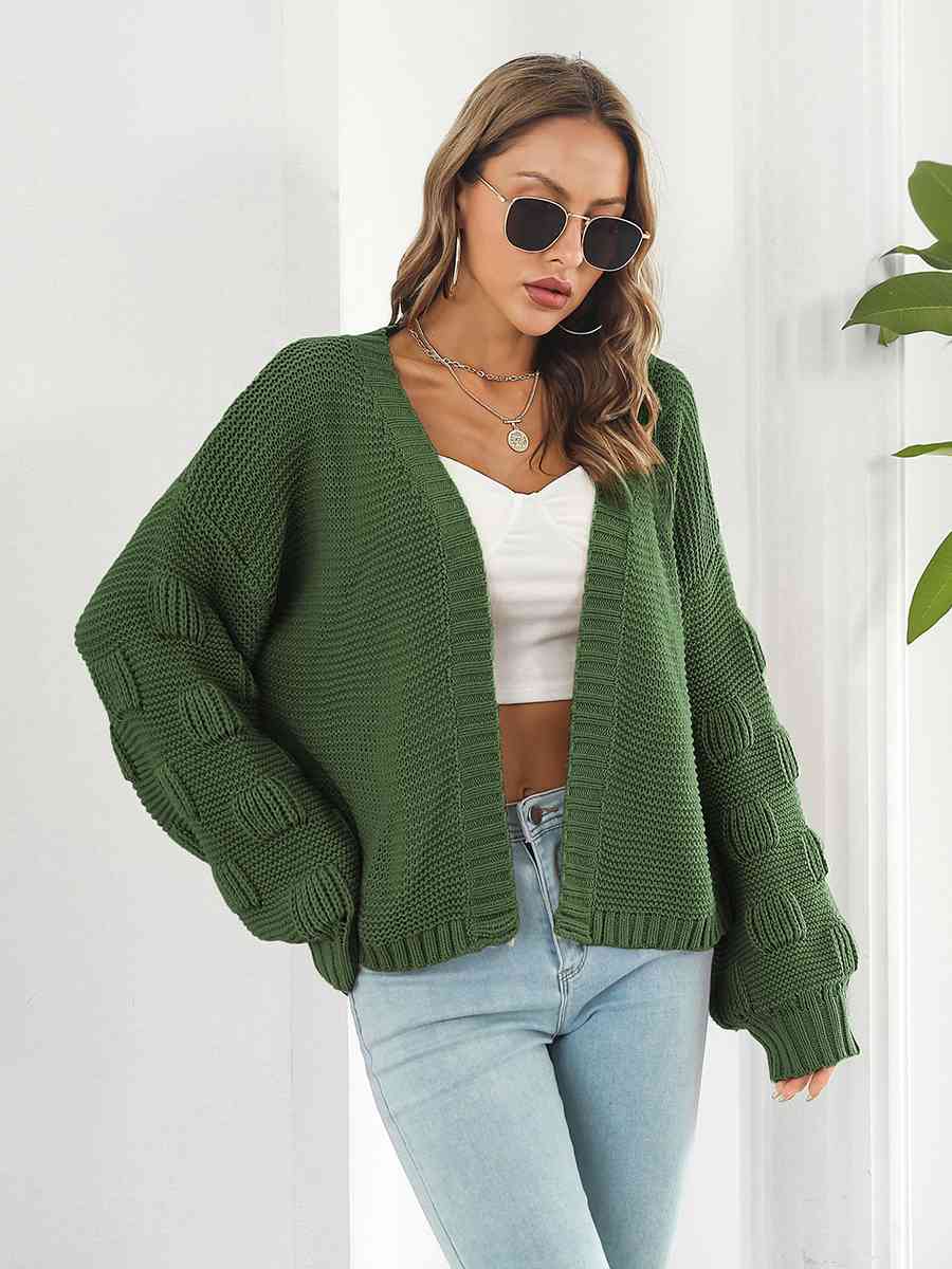 Maxct &Open Front Ribbed Trim Cardigan