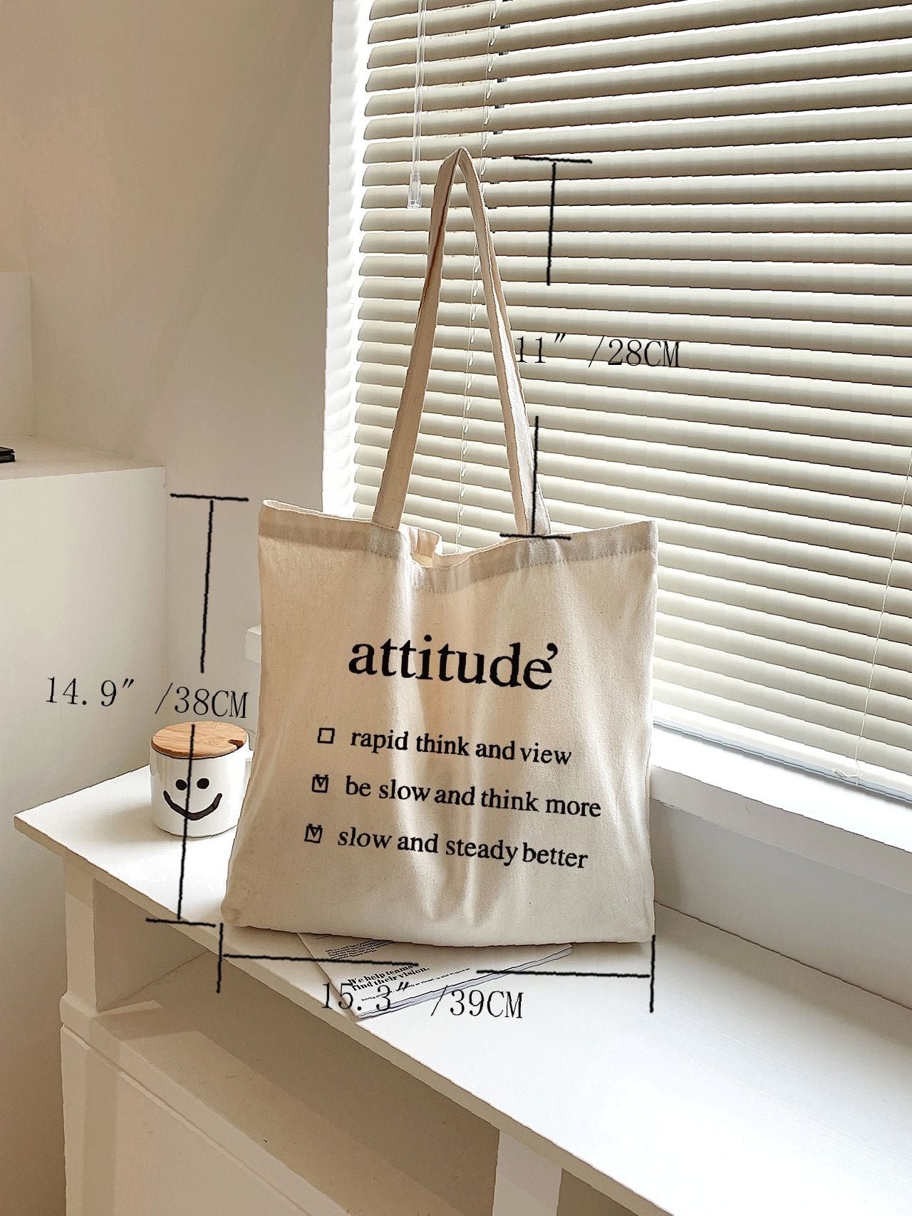 Maxct - Letter Graphic Canvas Shopper Bag  - Women Tote Bags